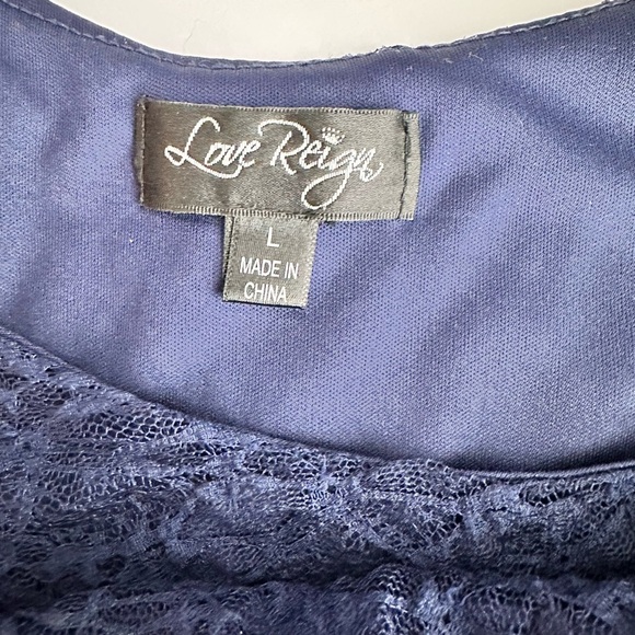 Navy Blue‎ Juniors Love Reign Lined Hi-low sleeveless Lace Dress size L - Picture 8 of 9